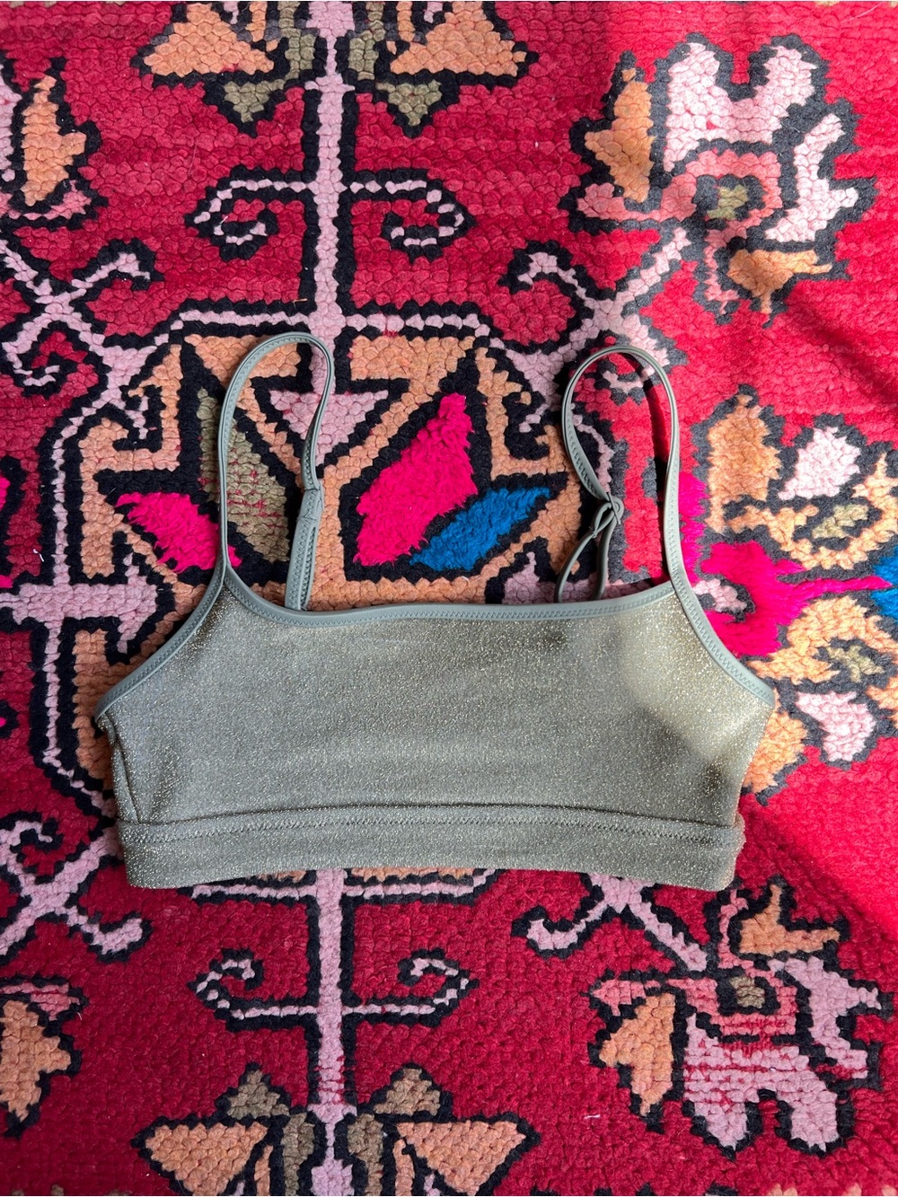 aerie Olive Green Shimmer Bikini Top